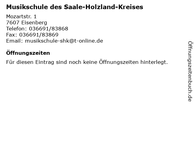 Musikschule des Saale-Holzland-Kreises in Eisenberg: Adresse und Öffnungszeiten