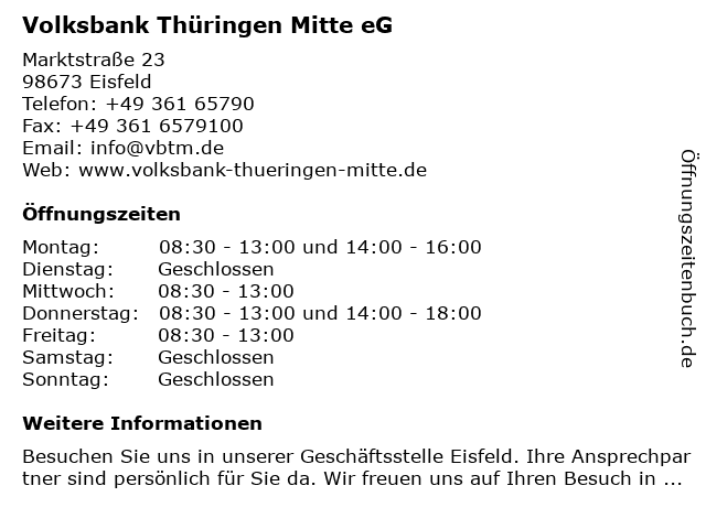ᐅ Offnungszeiten Vr Bank Sudthuringen Eg Coburger Strasse 72