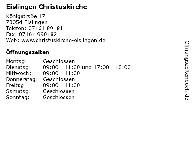 Eislingen Christuskirche in Eislingen: Adresse und Öffnungszeiten