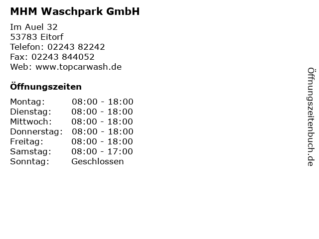 MHM Waschpark GmbH in Eitorf: Adresse und Öffnungszeiten