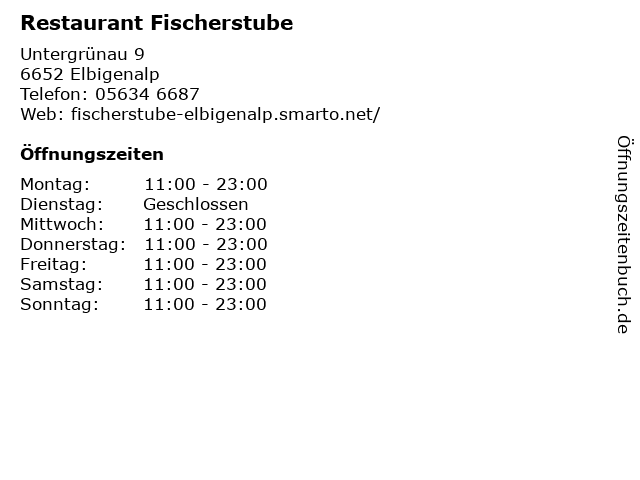 Restaurant Fischerstube in Elbigenalp: Adresse und Öffnungszeiten