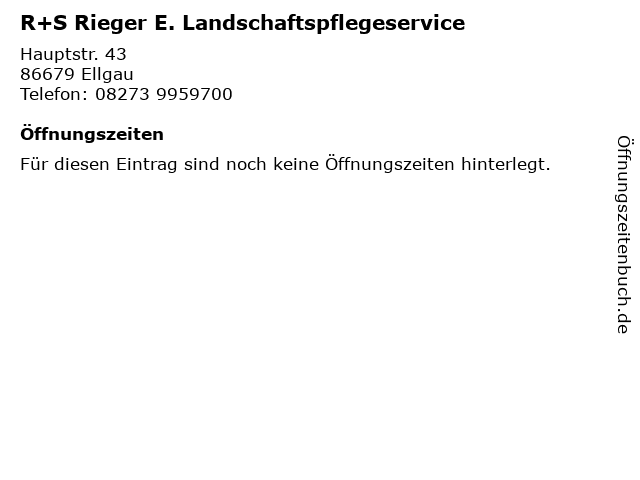 R+S Rieger E. Landschaftspflegeservice in Ellgau: Adresse und Öffnungszeiten