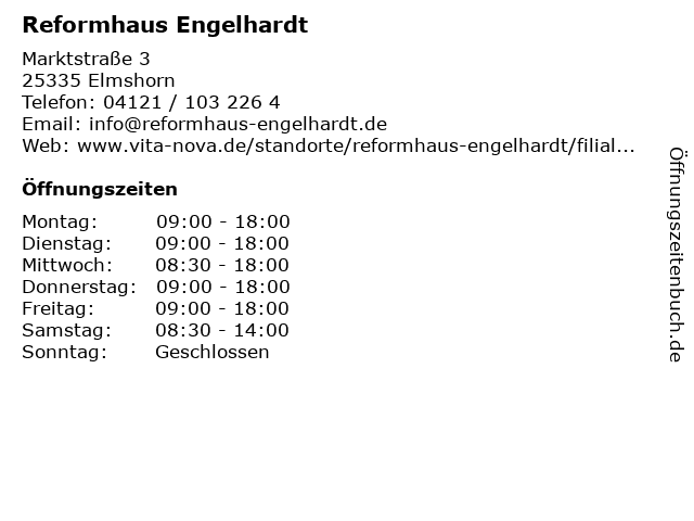 Reformhaus Engelhardt in Elmshorn: Adresse und Öffnungszeiten