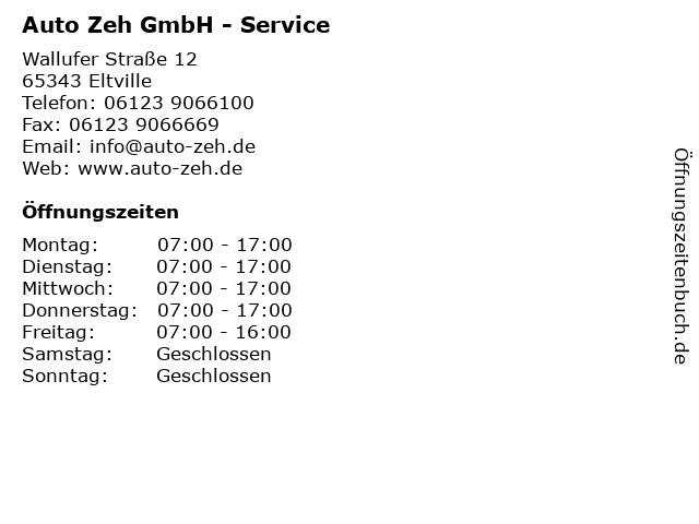 Auto Zeh GmbH - Service in Eltville: Adresse und Öffnungszeiten