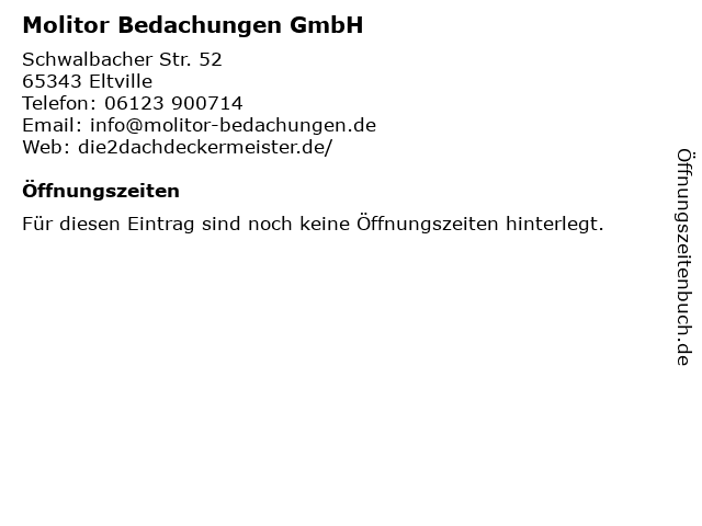 Molitor Bedachungen GmbH in Eltville: Adresse und Öffnungszeiten
