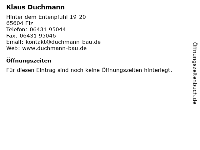 Klaus Duchmann in Elz: Adresse und Öffnungszeiten
