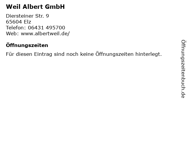 Weil Albert GmbH in Elz: Adresse und Öffnungszeiten