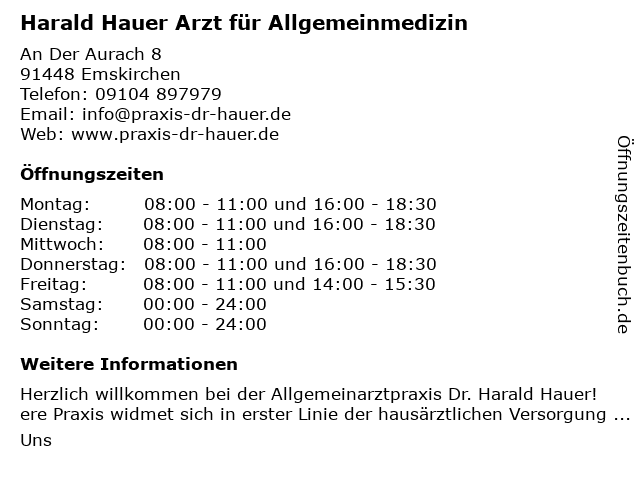 Allgemeinarztpraxis Dr. Hauer Harald in Emskirchen: Adresse und Öffnungszeiten