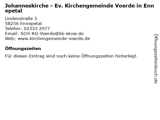 Johanneskirche - Ev. Kirchengemeinde Voerde in Ennepetal in Ennepetal: Adresse und Öffnungszeiten