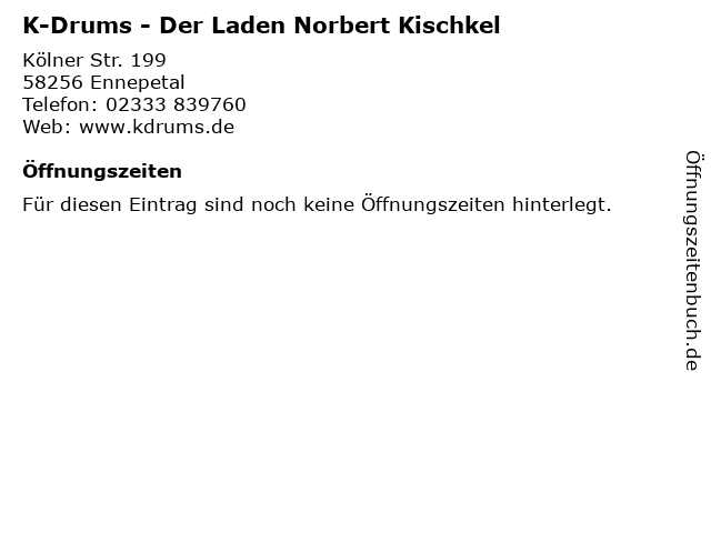 K-Drums - Der Laden Norbert Kischkel in Ennepetal: Adresse und Öffnungszeiten