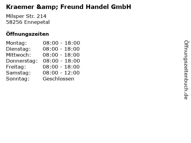 Kraemer & Freund Handel GmbH in Ennepetal: Adresse und Öffnungszeiten