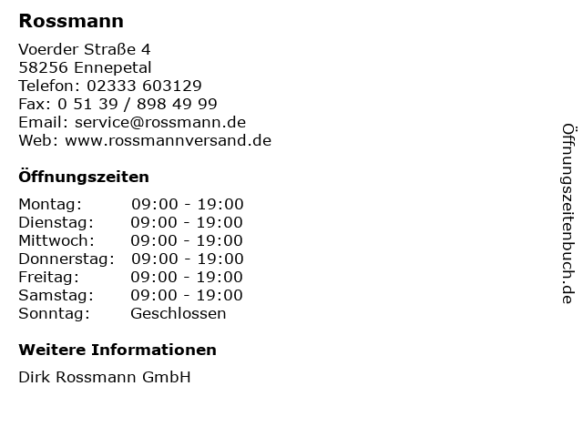 Rossmann in Ennepetal: Adresse und Öffnungszeiten