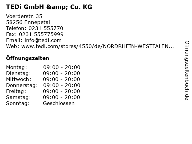 TEDi GmbH & Co. KG in Ennepetal: Adresse und Öffnungszeiten