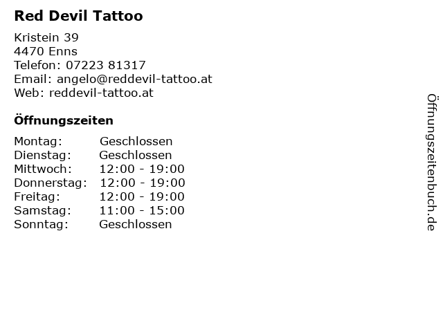 Red Devil Tattoo in Enns: Adresse und Öffnungszeiten