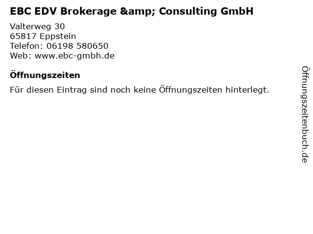 EBC EDV Brokerage & Consulting GmbH in Eppstein: Adresse und Öffnungszeiten