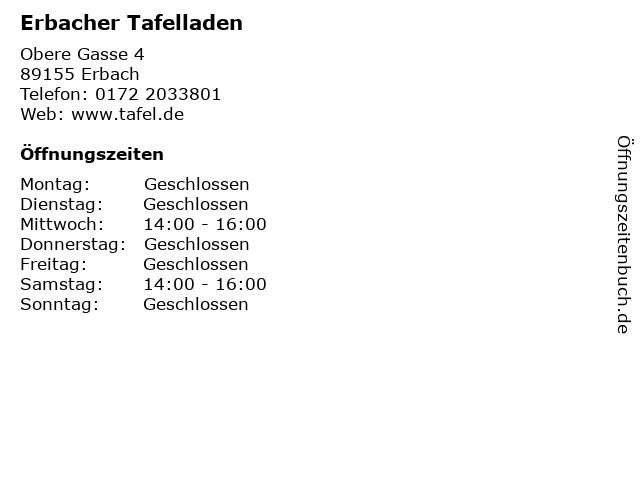 Erbacher Tafelladen in Erbach: Adresse und Öffnungszeiten