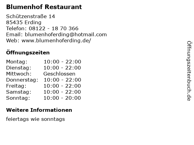 Blumenhof Restaurant in Erding: Adresse und Öffnungszeiten