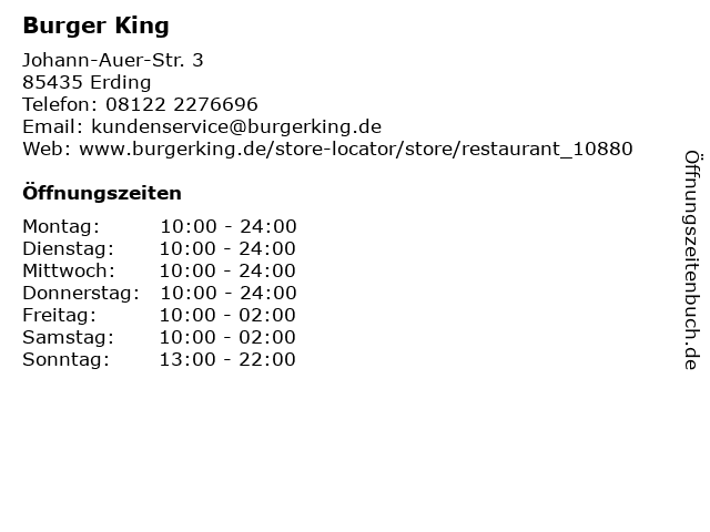 Burger King in Erding: Adresse und Öffnungszeiten