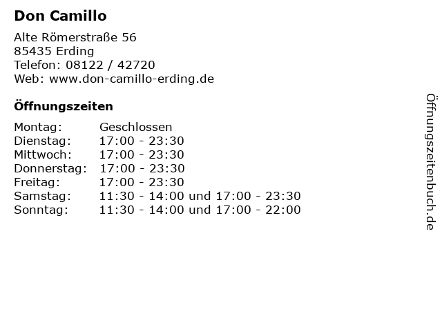 Don Camillo in Erding: Adresse und Öffnungszeiten