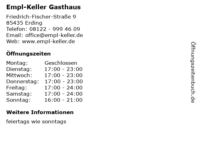 Empl-Keller Gasthaus in Erding: Adresse und Öffnungszeiten