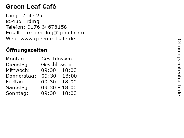 Green Leaf Café in Erding: Adresse und Öffnungszeiten