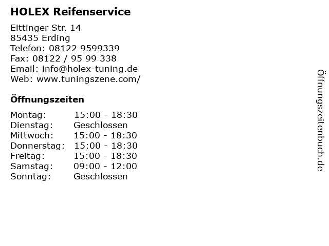 HOLEX Reifenservice in Erding: Adresse und Öffnungszeiten