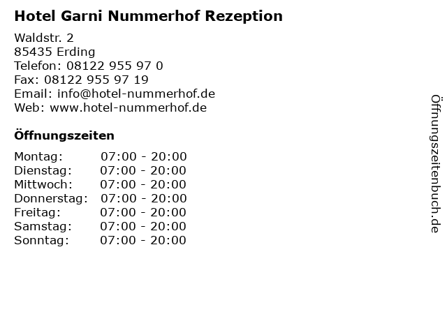 Hotel Garni Nummerhof Rezeption in Erding: Adresse und Öffnungszeiten