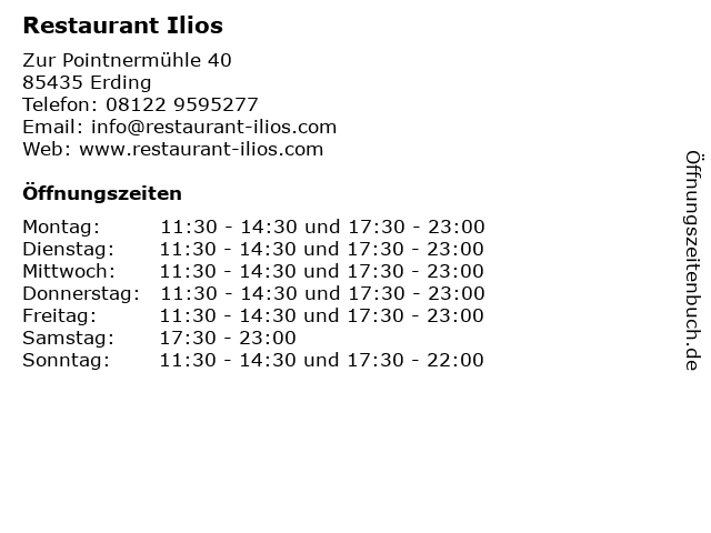 Restaurant Ilios in Erding: Adresse und Öffnungszeiten