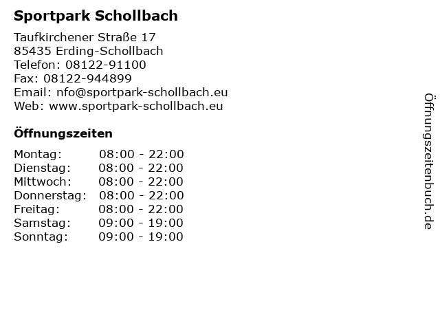 Sportpark Schollbach in Erding-Schollbach: Adresse und Öffnungszeiten