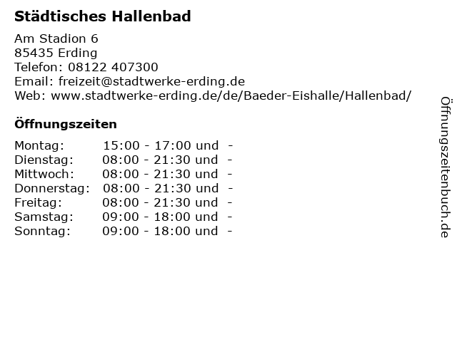 Städtisches Hallenbad in Erding: Adresse und Öffnungszeiten