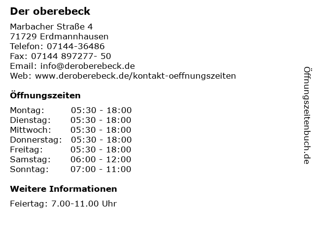 Der oberebeck in Erdmannhausen: Adresse und Öffnungszeiten