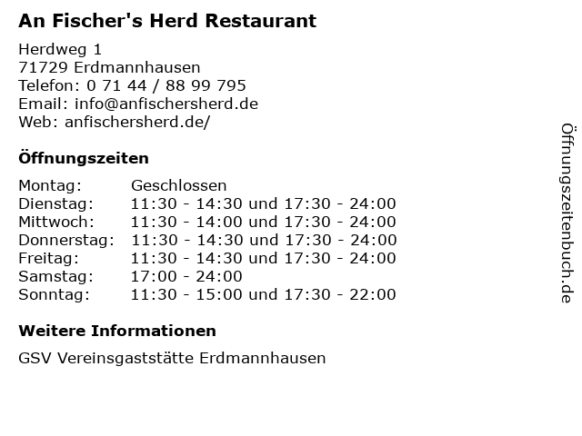 GSV Vereinsgaststätte Erdmannhausen in Erdmannhausen: Adresse und Öffnungszeiten