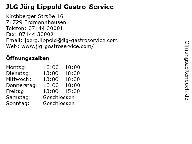 JLG Jörg Lippold Gastro-Service in Erdmannhausen: Adresse und Öffnungszeiten
