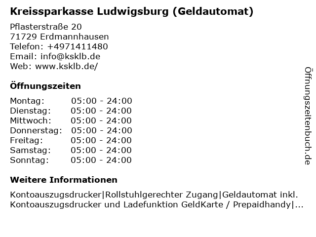 Kreissparkasse Ludwigsburg (Geldautomat) in Erdmannhausen: Adresse und Öffnungszeiten