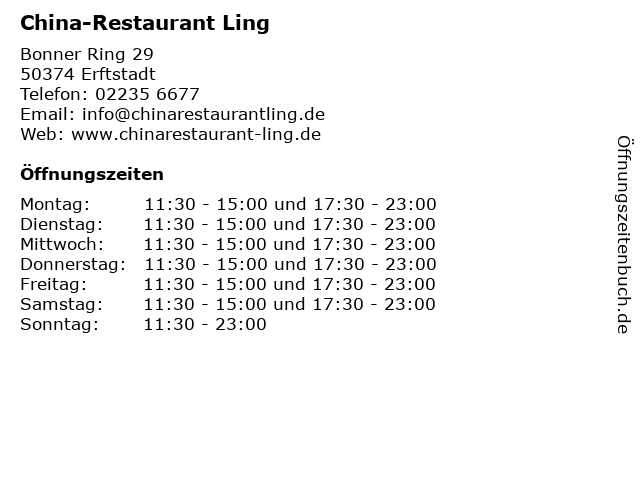 China-Restaurant Ling aus Erftstadt Speisekarte