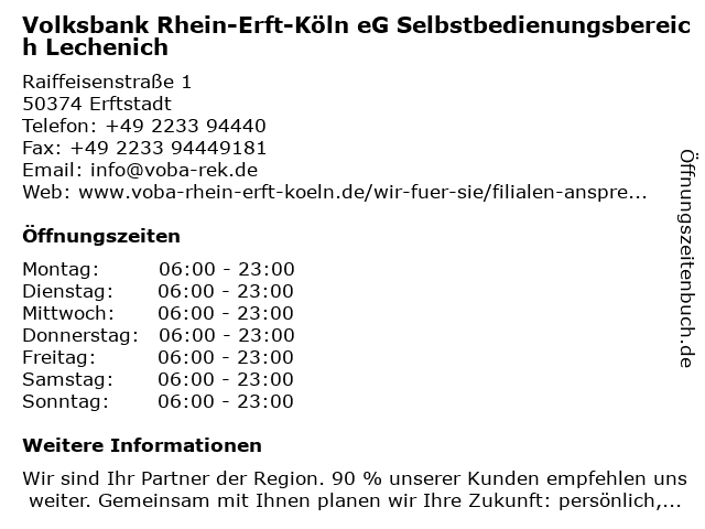 ᐅ Offnungszeiten Volksbank Rhein Erft Koln Eg Sb Bereich
