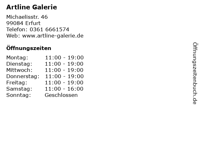 Artline Galerie in Erfurt: Adresse und Öffnungszeiten