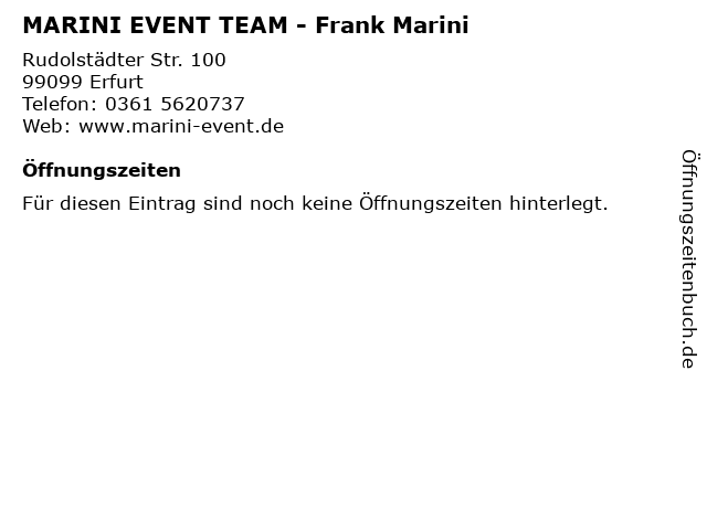 MARINI EVENT TEAM - Frank Marini in Erfurt: Adresse und Öffnungszeiten