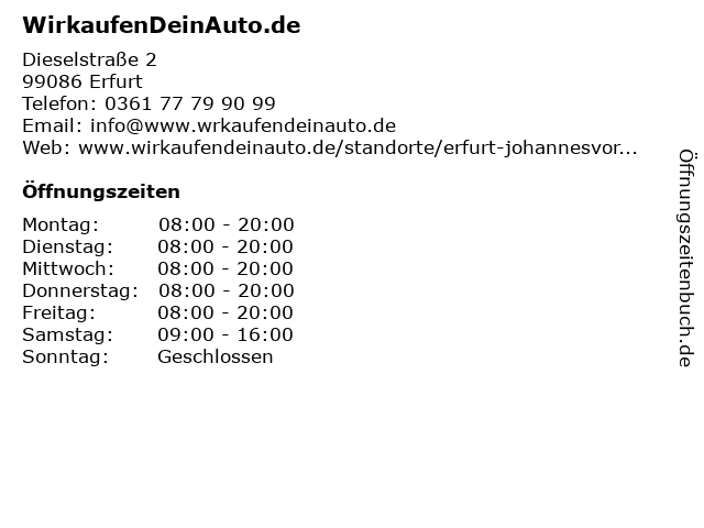 WirkaufenDeinAuto.de in Erfurt: Adresse und Öffnungszeiten
