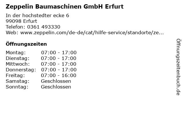 Zeppelin Baumaschinen GmbH Erfurt in Erfurt: Adresse und Öffnungszeiten