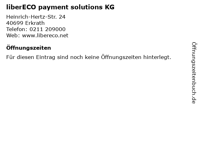 liberECO payment solutions KG in Erkrath: Adresse und Öffnungszeiten
