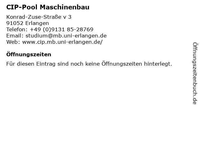 CIP-Pool Maschinenbau in Erlangen: Adresse und Öffnungszeiten