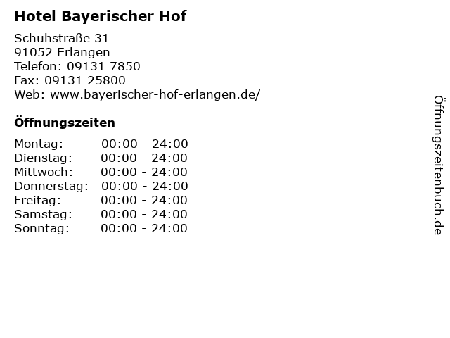 Hotel Bayerischer Hof in Erlangen: Adresse und Öffnungszeiten