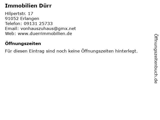 Immobilien Dürr in Erlangen: Adresse und Öffnungszeiten