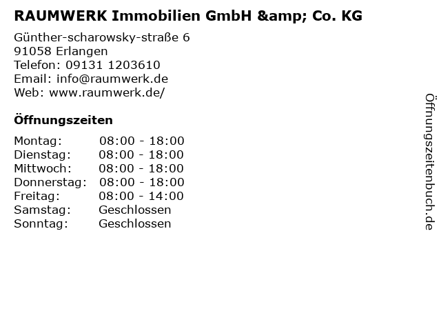 RAUMWERK Immobilien GmbH & Co. KG in Erlangen: Adresse und Öffnungszeiten