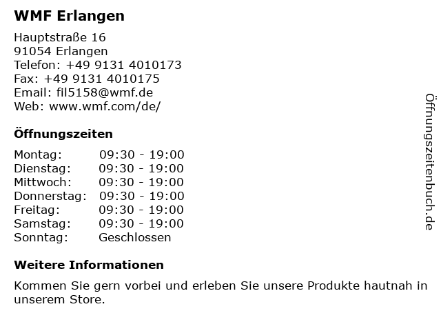 WMF Erlangen in Erlangen: Adresse und Öffnungszeiten