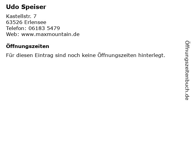 Udo Speiser in Erlensee: Adresse und Öffnungszeiten