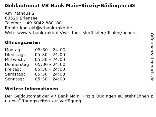 ᐅ Offnungszeiten Vr Bank Main Kinzig Budingen Eg Geldautomat