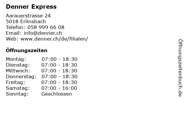 Denner Express in Erlinsbach: Adresse und Öffnungszeiten