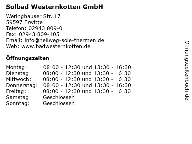 Solbad Westernkotten GmbH in Erwitte: Adresse und Öffnungszeiten